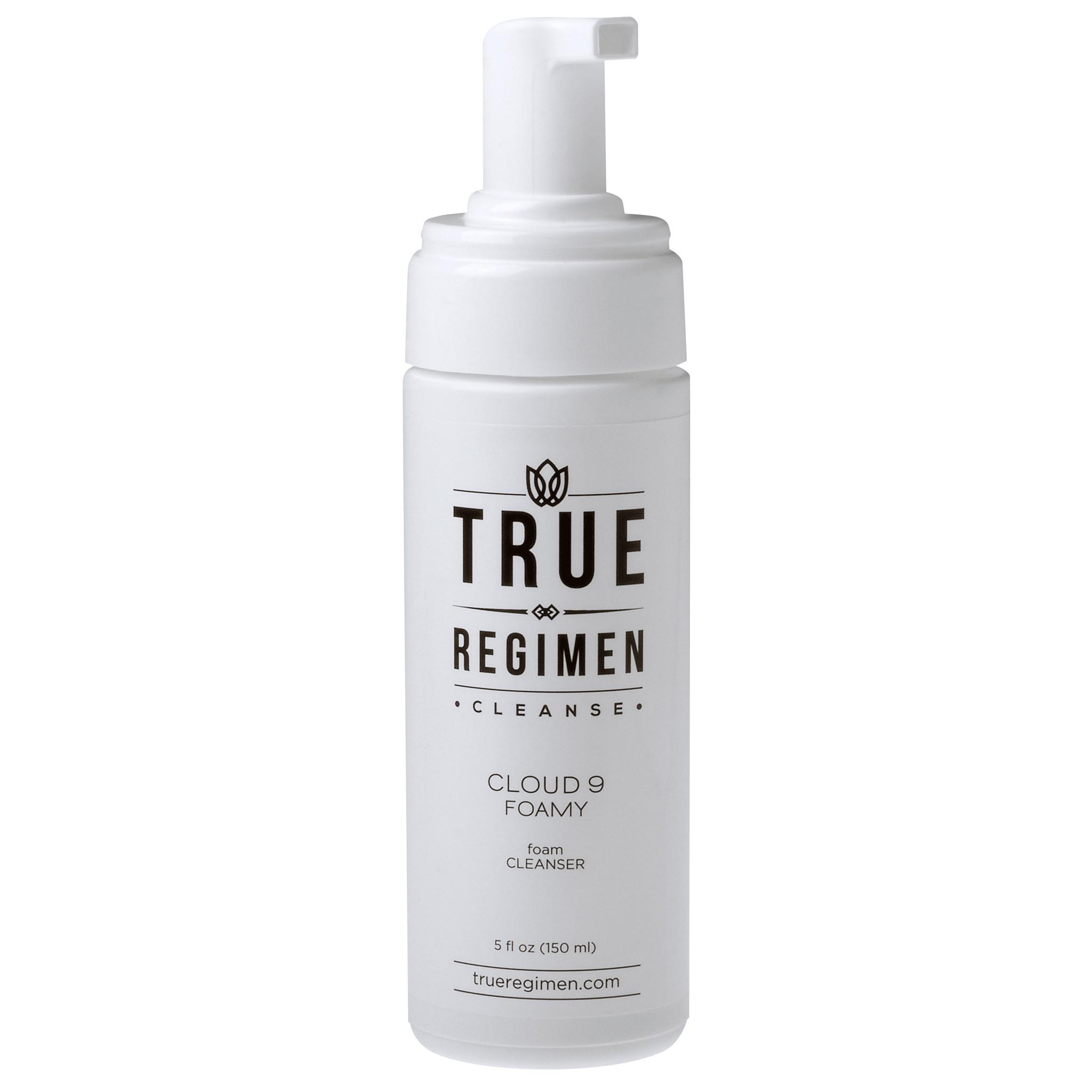 True Regimen Cloud 9 Foamy Cleanser in a white foaming pump bottle on a clean white background