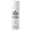 True Regimen Lush niacinamide barrier lotion in a frosted glass bottle with a black pump on a clean white background