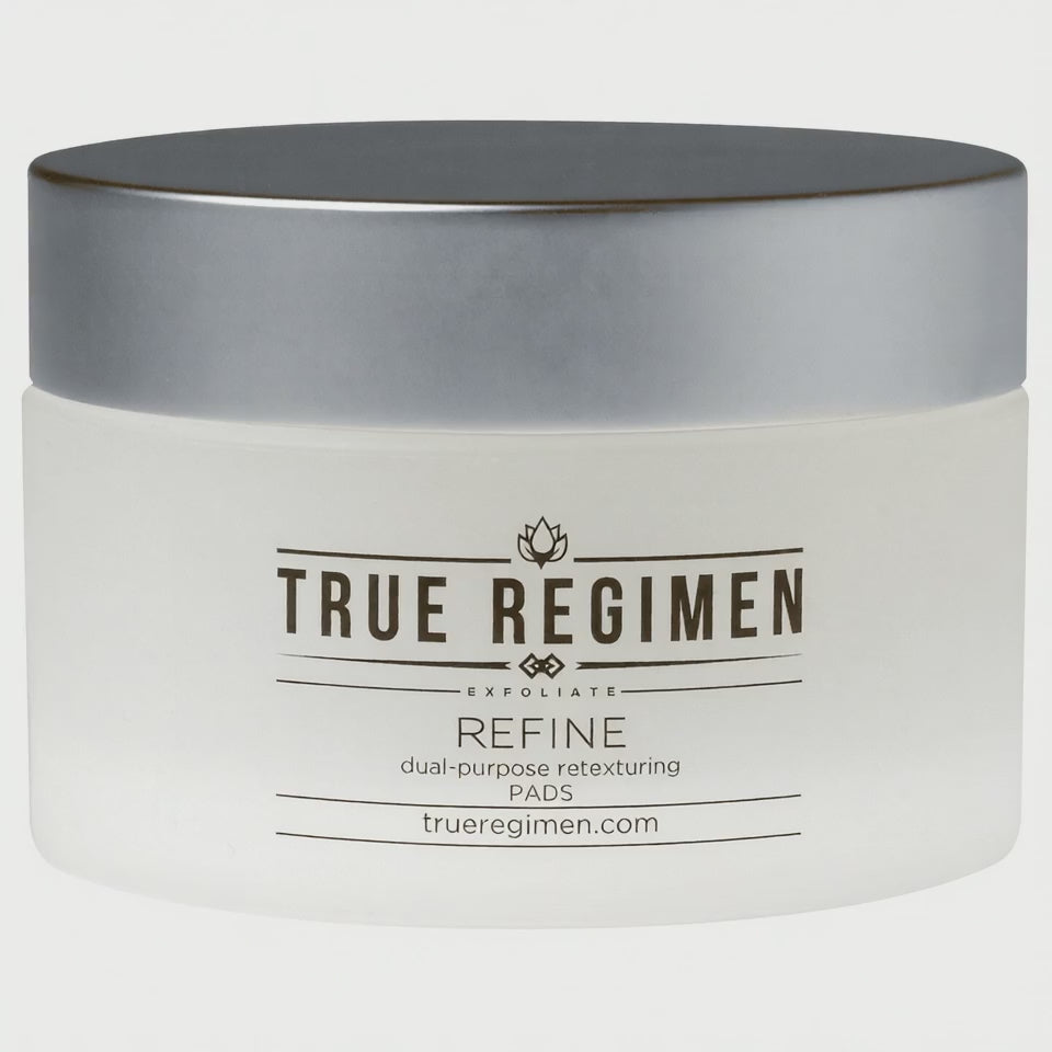 Animated product video of True Regimen Refine Peel Pads against a clean studio backdrop