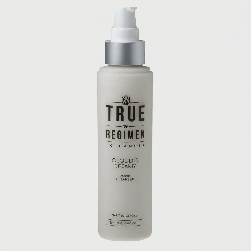 Animated product video of True Regimen Cloud 9 Creamy Cleanser against a clean studio backdrop