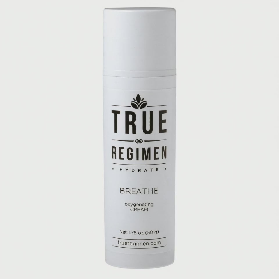Animated product video of True Regimen Breathe oxygenating moisturizer against a clean studio backdrop